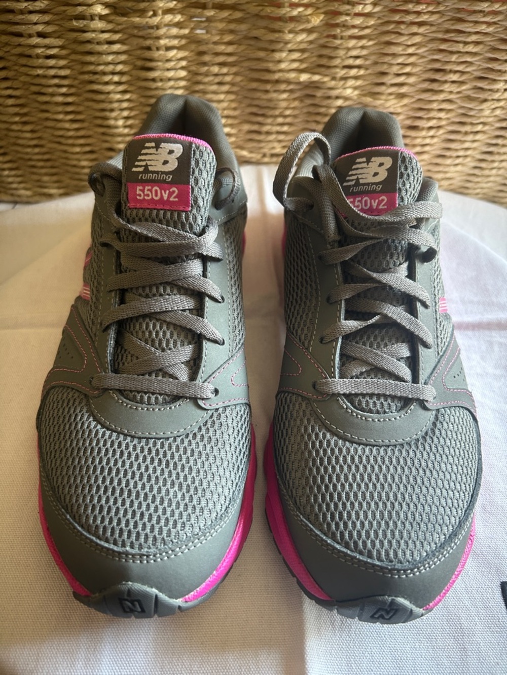 New Balance 550v2 Women’s Grey with Pink Accents Athletic Sneakers